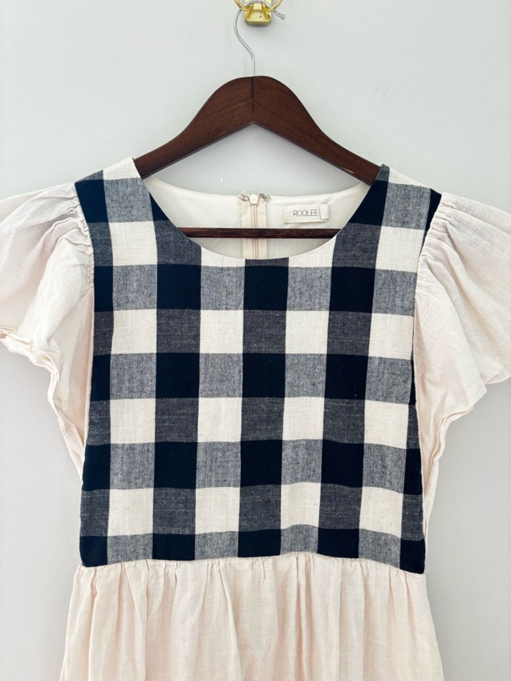ROOLEE Cottagecore Gingham Puff Sleeve Dress Soft Girl - Picture 3 of 8